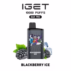 IGET BAR PRO 10000 Blackberry Ice disposable vape with mesh coil and 10,000 puffs