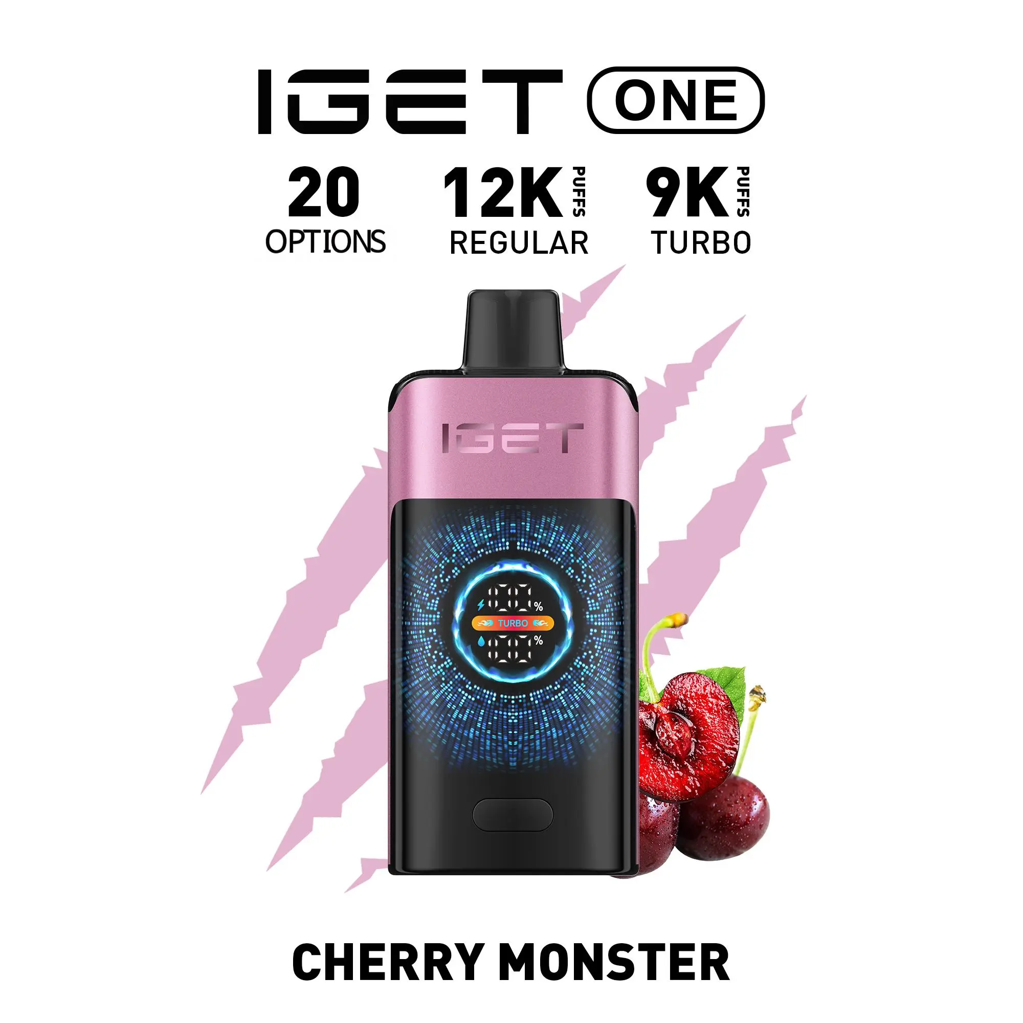 IGET ONE Vape 12000 PUFFS STRAWBERRY RASPBERRY 18 IGET ONE Vape 12000 PUFFS CHERRY MONSTER
