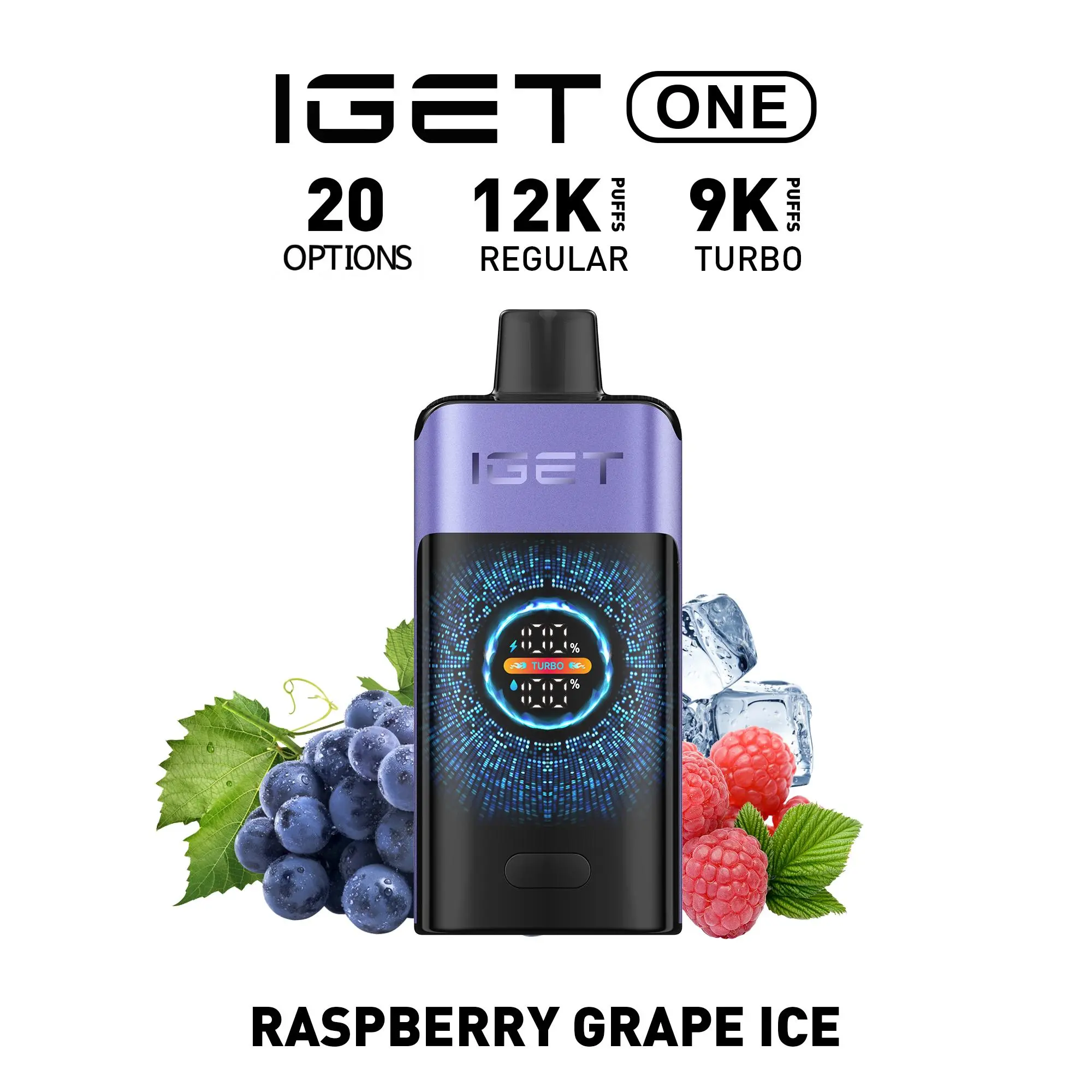 IGET ONE Vape 12000 PUFFS STRAWBERRY RASPBERRY 7 IGET ONE Vape 12000 PUFFS RASPBERRY GRAPE ICE